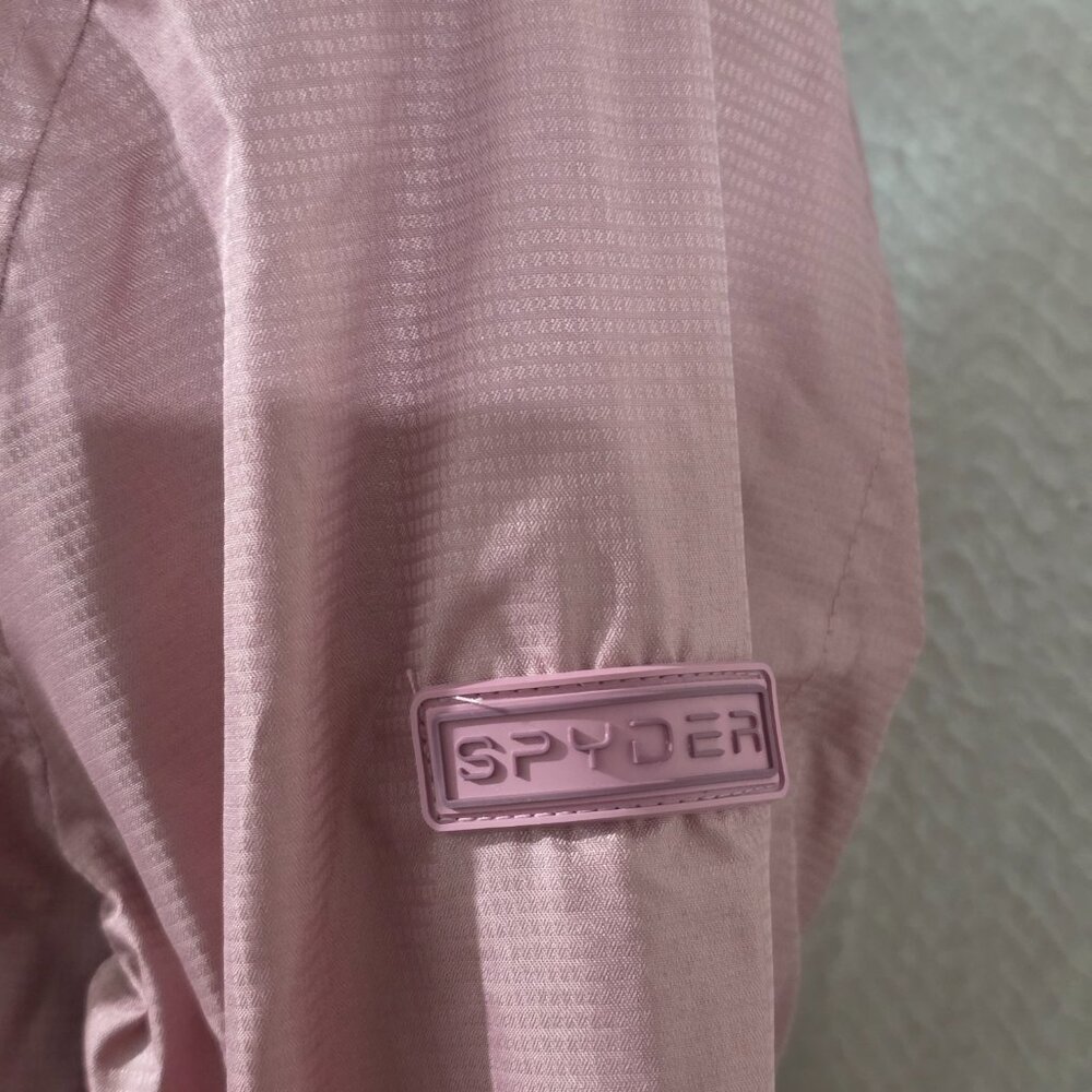 NWT Spyder Ashen Lilac Zip Jacket Hooded Logo Fleece Lined Water Resistant M - Picture 3 of 12